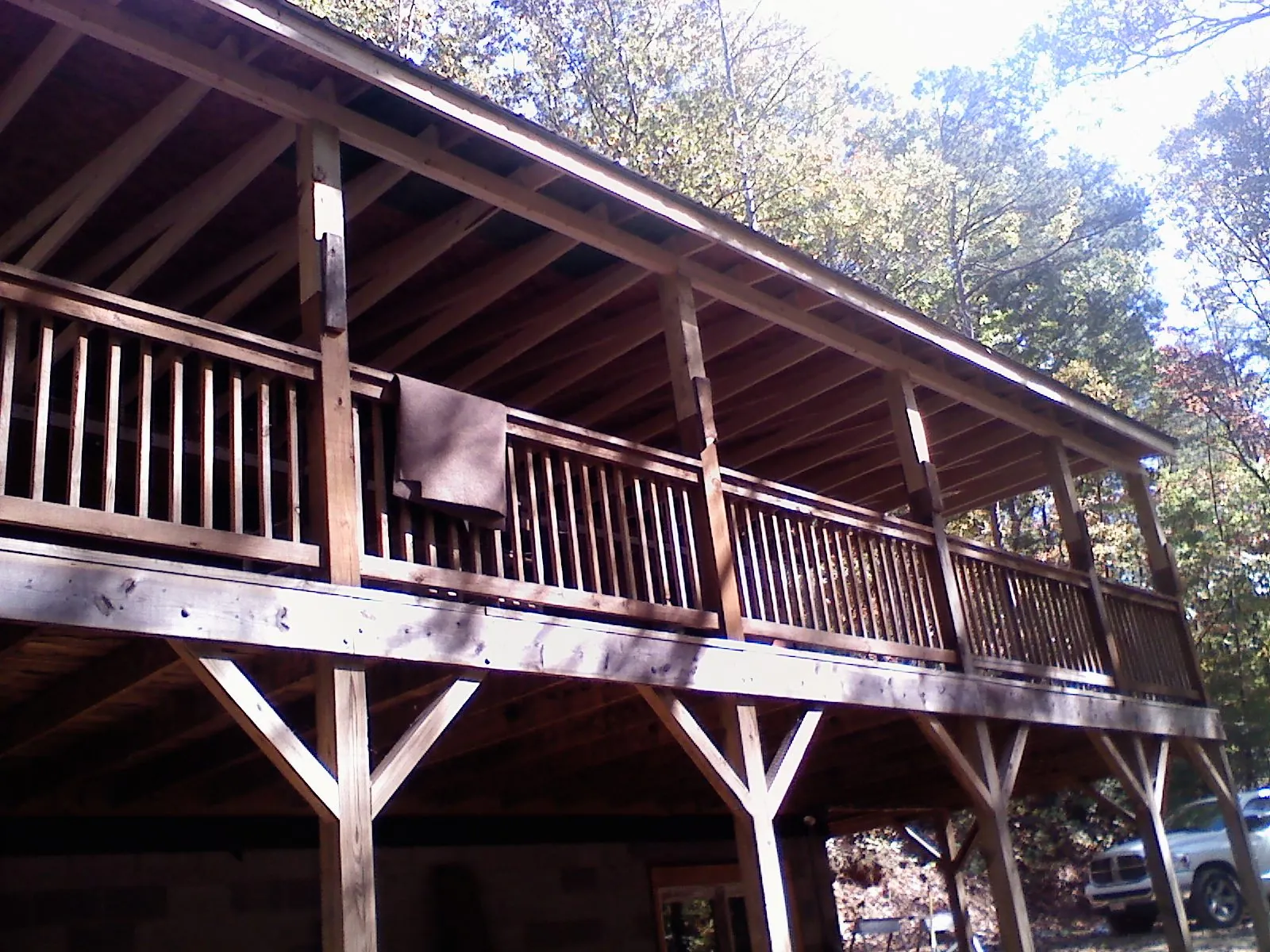 Timber framing under a new elevated porch and deck — Roof Leak Repair in Mount Airy by Roofing Brothers